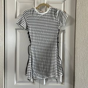 Fitted skater dress with side ties